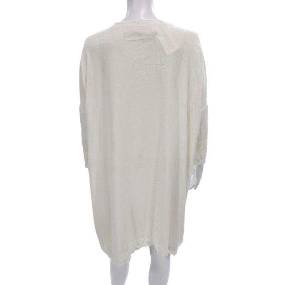 Raquel Allegra Women Shift Dress Ivory 3/4 Sleeve Round Neck Rayon Size M - Picture 3 of 6
